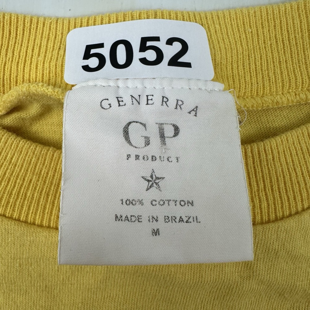 Rare VTG 80s Generra Boxy Crop Fit T Shirt Men Medium Hypercolor Yellow Spellout - Picture 4 of 11